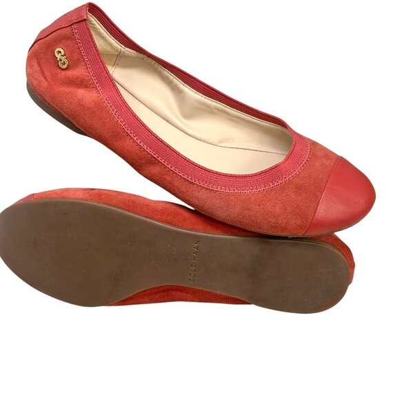 Cole Haan Elbridge Tandori Spice Leather Suede Cap Toe Ballet Flats - Picture 8 of 9